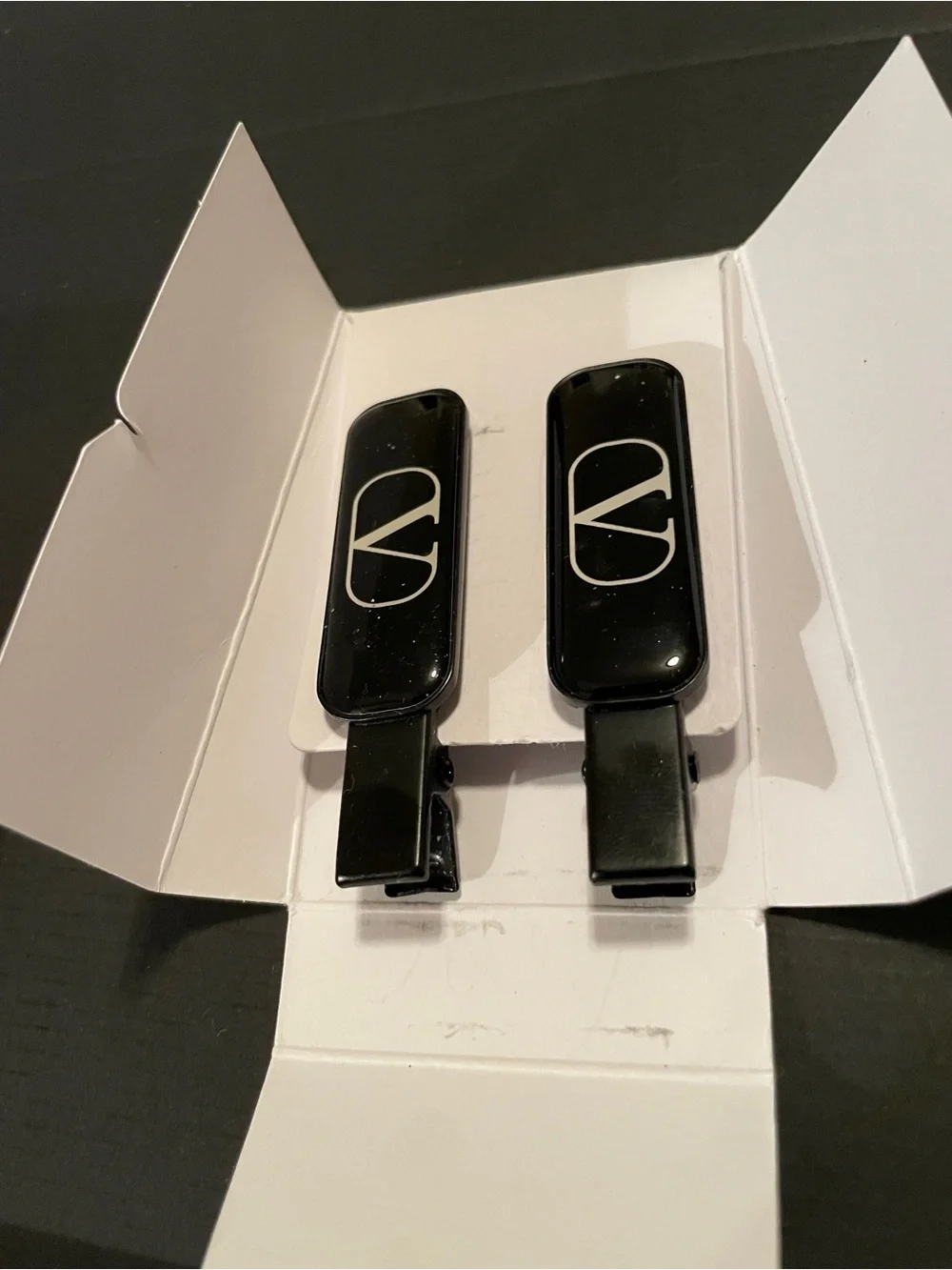 Valentino Black Logo Hair Clips (Set of 2)